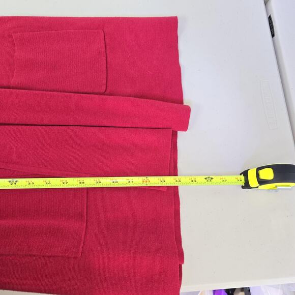 Chicos Cardigan Vest Womens Small Red Sleeveless Open Front Long Pockets Duster - Picture 6 of 9